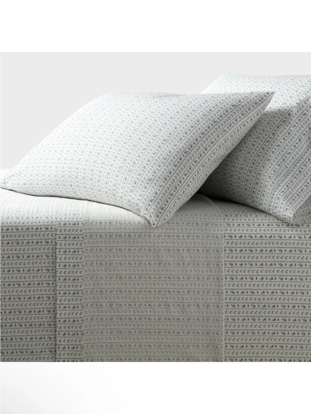 NWT Queen Organic Percale Printed Sheet Set Ivory Floral Stripe - Threshold